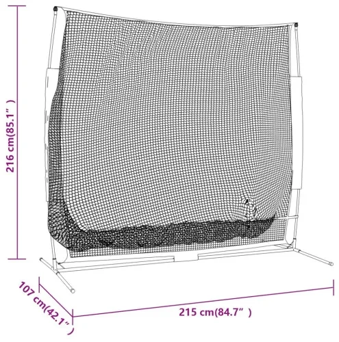 vidaXL Prenosná baseballová sieť čiernočervená 215x107x216cm polyester-