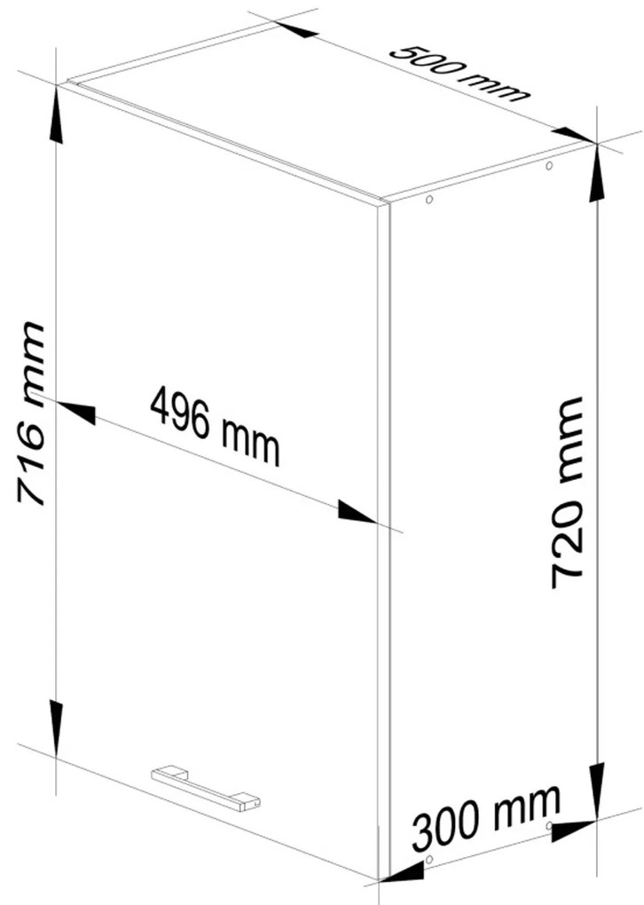 Kuchynská skrinka OLIVIA W50 H720 - biela/červený lesk