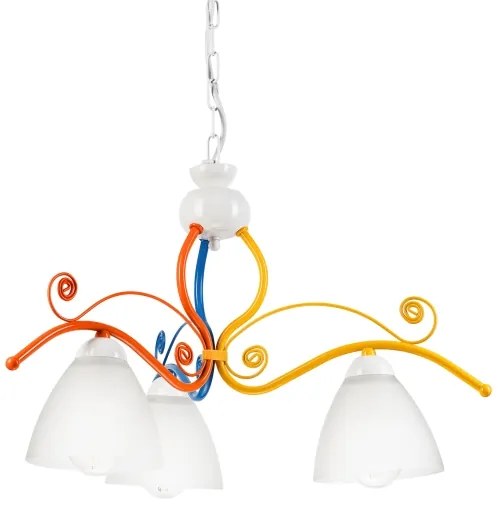 Luster na reťazi RETRO 3xE27/60W/230V biela/pestrofarebná