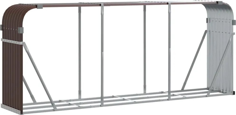 vidaXL Držiak na polená hnedý 234x45x100 cm pozinkovaná oceľ