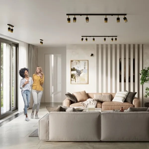 Sollux SL.1073 - Bodové svietidlo NERO 6xGU10/40W/230V čierna/zlatá