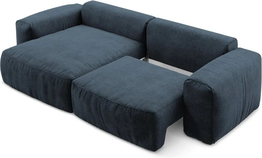 Tmavomodrá ženilková rozkladacia rohová pohovka (ľavý roh/s leňoškou) Kuki – Makamii