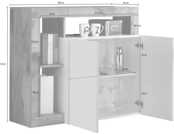 Komoda LENOR biela/dub