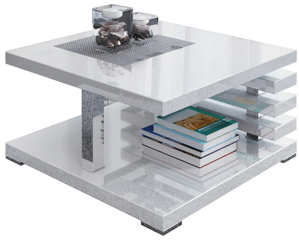 Konferenčný stolík Kyram (lesk biely). Vlastná spoľahlivá doprava až k Vám domov. 1055178