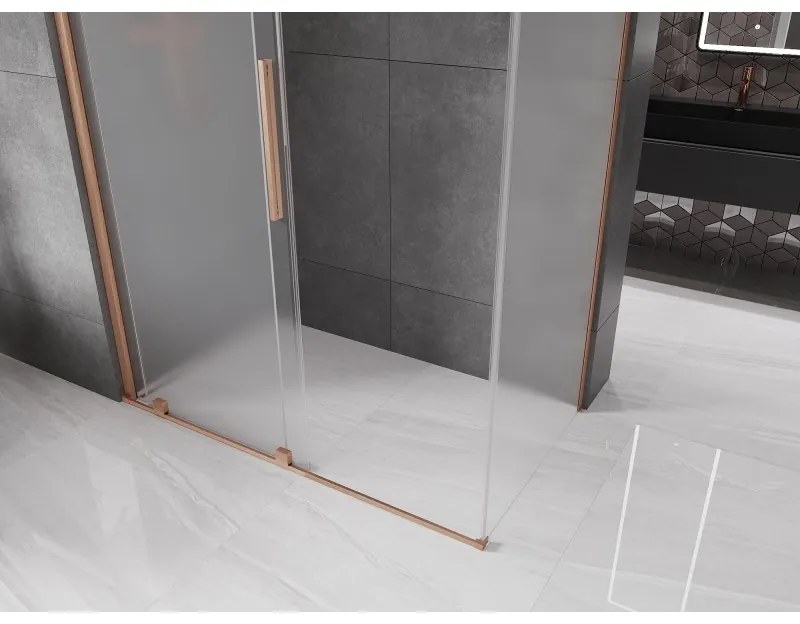 Mexen Velar, sprchový kút s posuvnými dverami 130 x 70 cm, 8mm sklo námraza, medená matná, 871-130-070-31-65