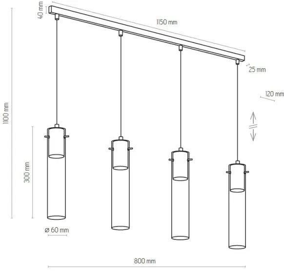 Luster na lanku LOOK GRAPHITE 4xGU10/10W/230V