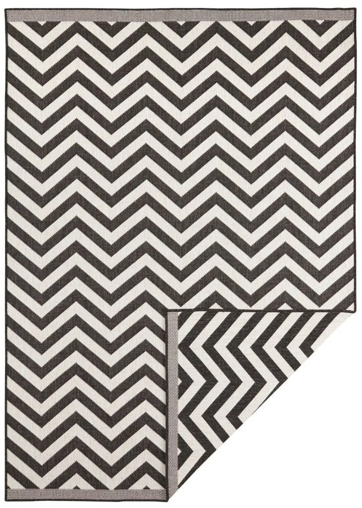 Hanse Home, Kusový koberec Twin Supreme 103433 Palma black creme – na von aj na doma, 80x250, čiernobiela, chodba / predsieň