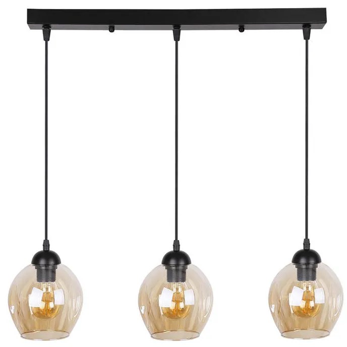 Candellux Čierno-hnedý závesný luster Aspa pre žiarovku 3x E27 33-00606