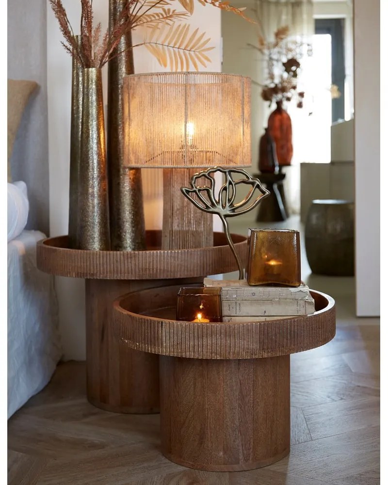 Okrúhly odkladací stolík z mangového dreva ø 60 cm Kalomo – Light &amp; Living