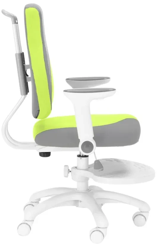 Detská rastúca stolička Neoseat KINDER WHITE PLUS — látka, šedá / zelená
