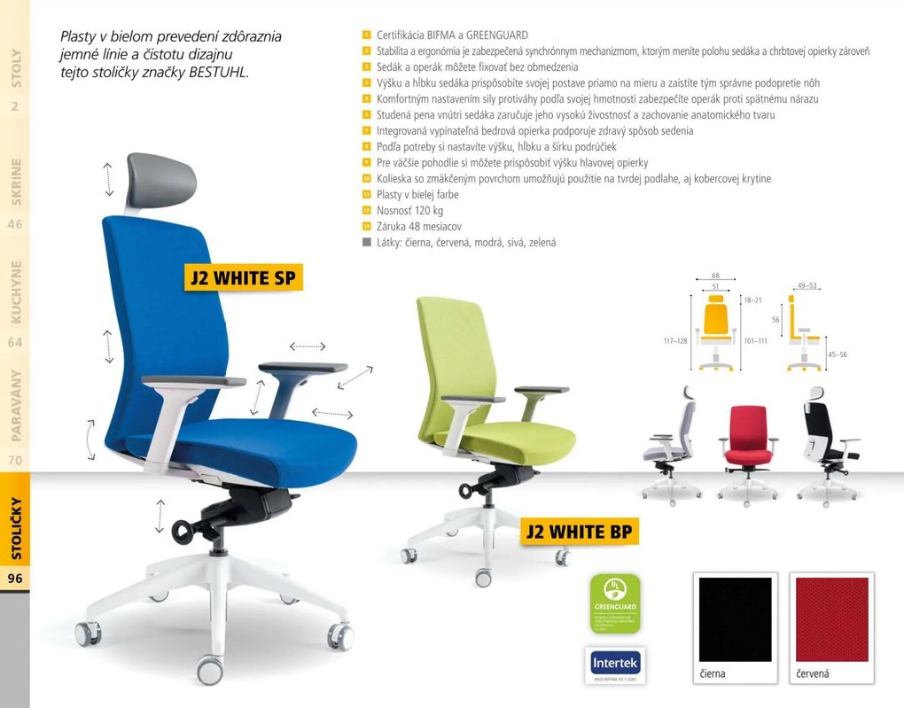 OFFICE PRO bestuhl -  OFFICE PRO bestuhl Kancelárska stolička J2 WHITE BP modrá