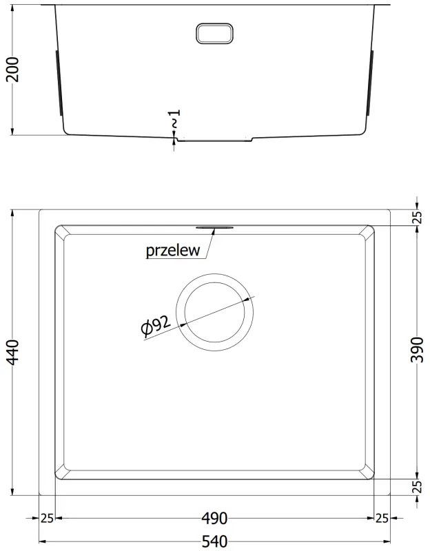 Mexen Trixo, 1-komorový nerezový drez 540 x 440 mm, brúsená oceľ, 6414541000-01