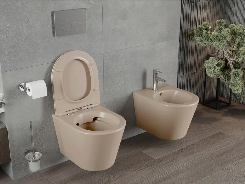 Mexen Rico, závesná toaletná misa 480x360x370 mm s pomaly padajúcim sedátkom, cappuccino matná, 30724064
