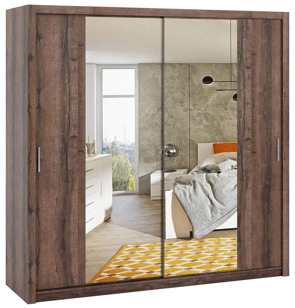 Posuvná skriňa so zrkadlom Kler SZ220 KE11, Farby: dub artisan / zrkadlo