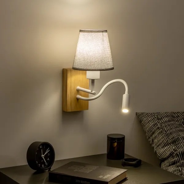 Brilagi - LED Nástenná lampa NUBILA WOOD 1xE27/25W/230V + LED/3W dub/šedá