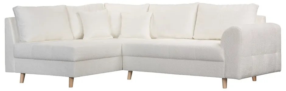 Biela rohová pohovka z textílie buklé (ľavý roh) Ariella – Ropez