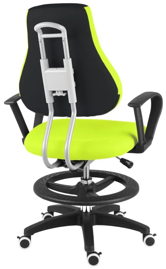 Detská rastúca stolička Neoseat KINDER — látka, čierna / reflexná zelená