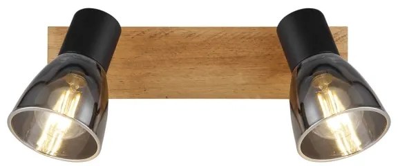 Globo 54307-2W - Nástenné bodové svietidlo CLAUDE 2xE14/40W/230V čierna/drevo