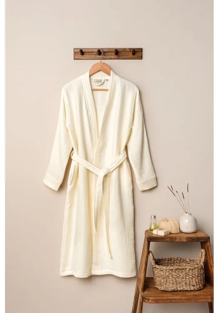 Krémový mušelínový župan veľkosť L/XL Kimono – Foutastic