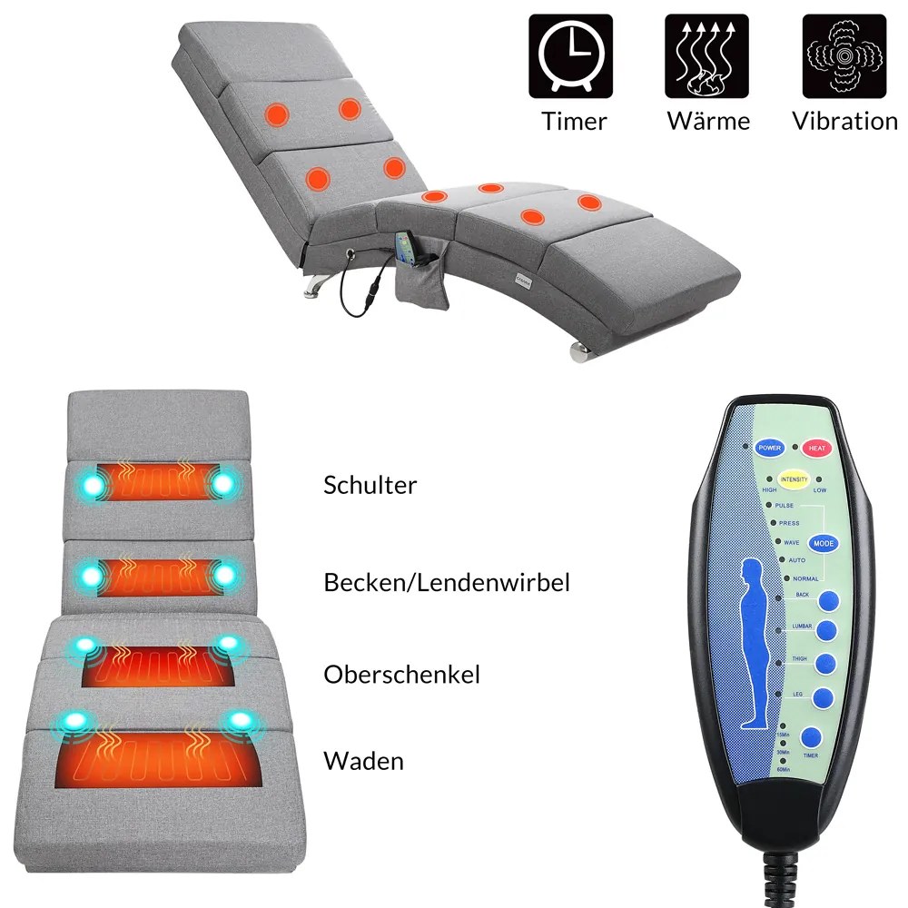 InternetovaZahrada Leňoška London s masážnou a vyhrievacou funkciou – sivá