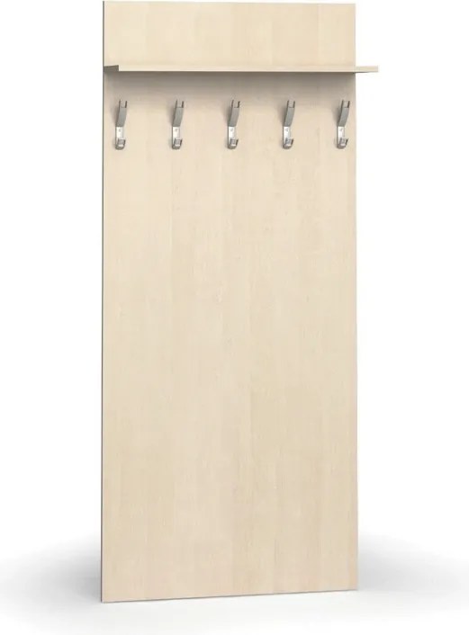 Vešiaková stena PRIMO WOOD, 5 háčikov, polica, roky zvisle, breza