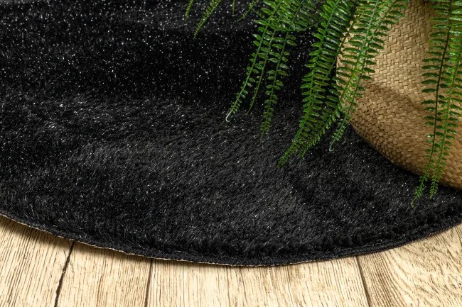 Kúpeľňový koberček SYNERGY glamour / lurex, čierny kruh