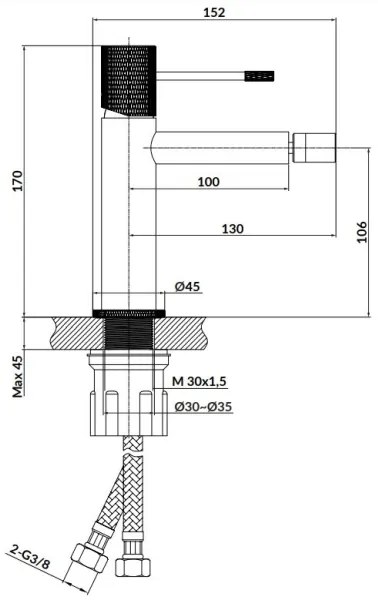 Cersanit S951-576 - Bidetová batéria ZEN čierna