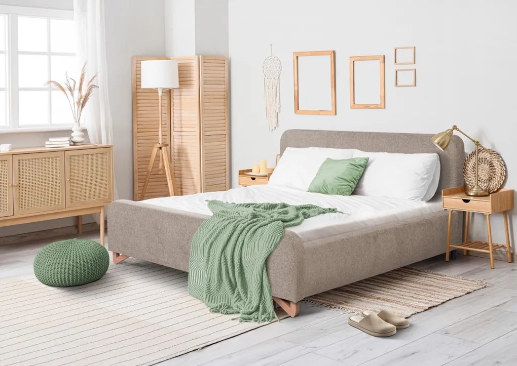 Posteľ Flamingo 180x200 cm, béžová cappuccino štruktúrovaná tkanina