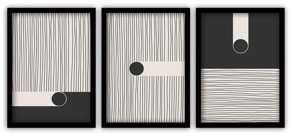 Súprava 3 obrazov v čiernom ráme Vavien Artwork Black 35 x 45 cm