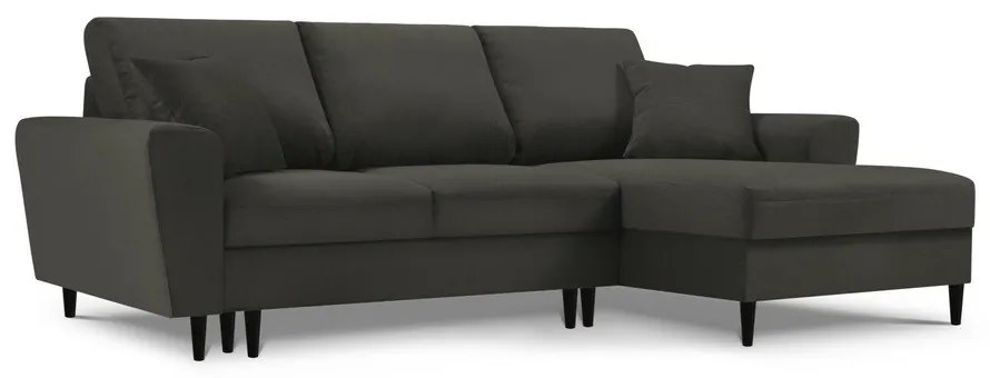 Čierna menčestrová rozkladacia/s úložným priestorom rohová pohovka (pravý roh/s leňoškou) Kyoto – Cosmopolitan Design