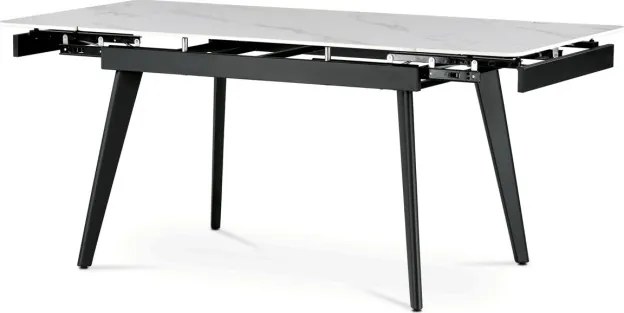 Jedálenský rozkladací stôl HT-405M mramor, biely / čierny