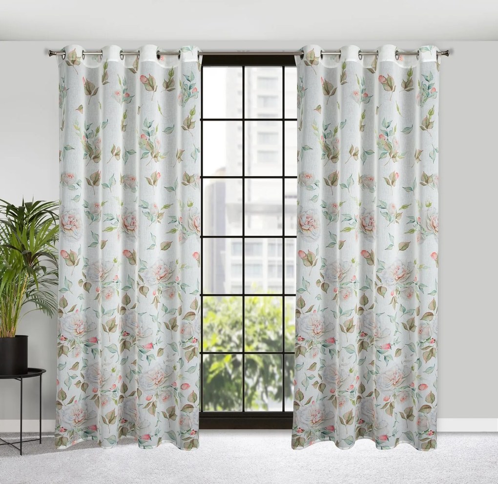 ZÁVES NA KRÚŽKOCH ROSA 1 140X250 CM VZOROVANÁ