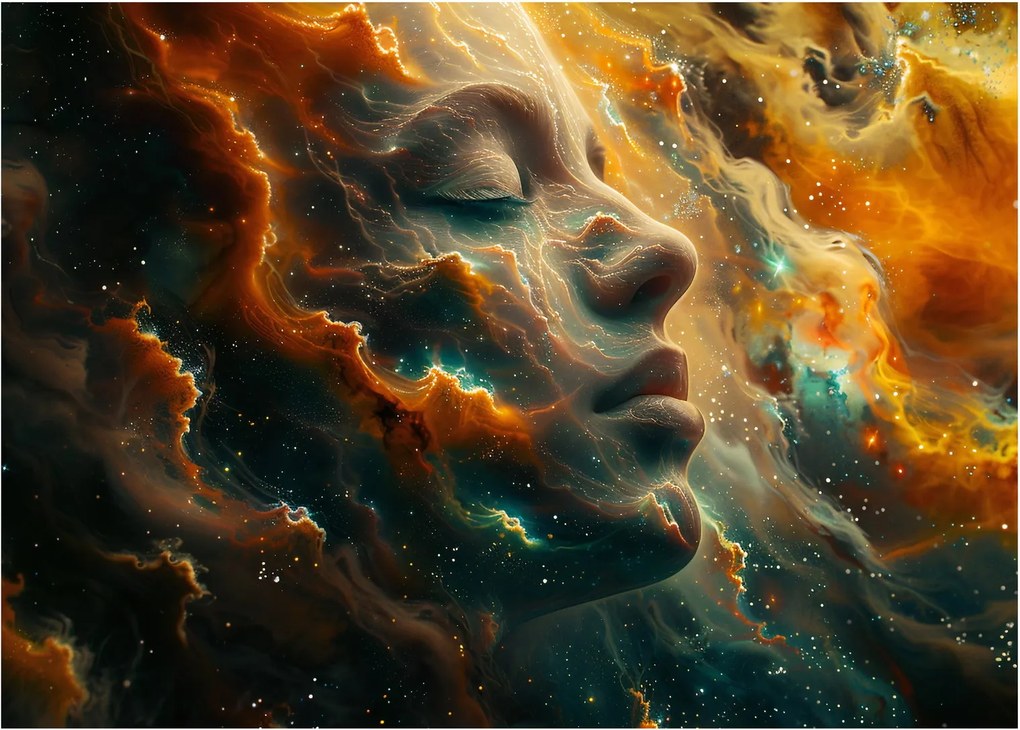 Sklenený obraz - Tvár vo vesmíre (70x50 cm)