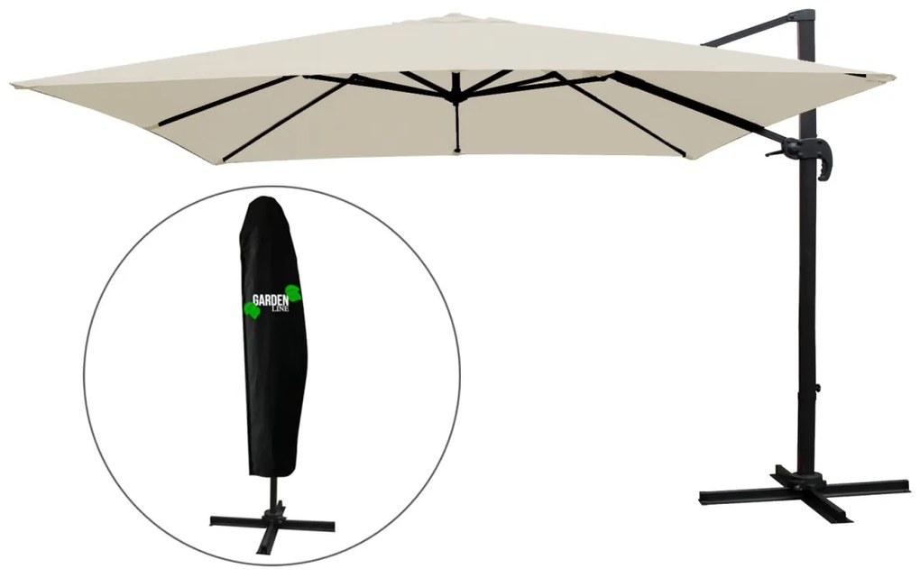 Záhradný slnečník s ochranným obalom MINI ROMA 250 x 250 cm béžový
