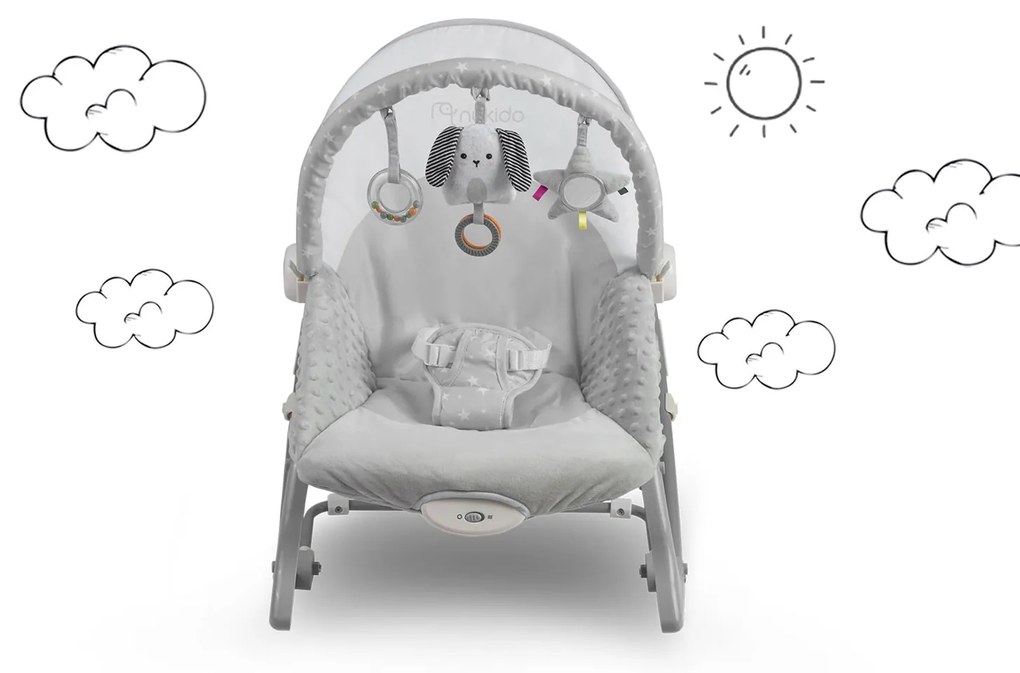 Hojdacie lehátko Nukido s vibráciou - sivé