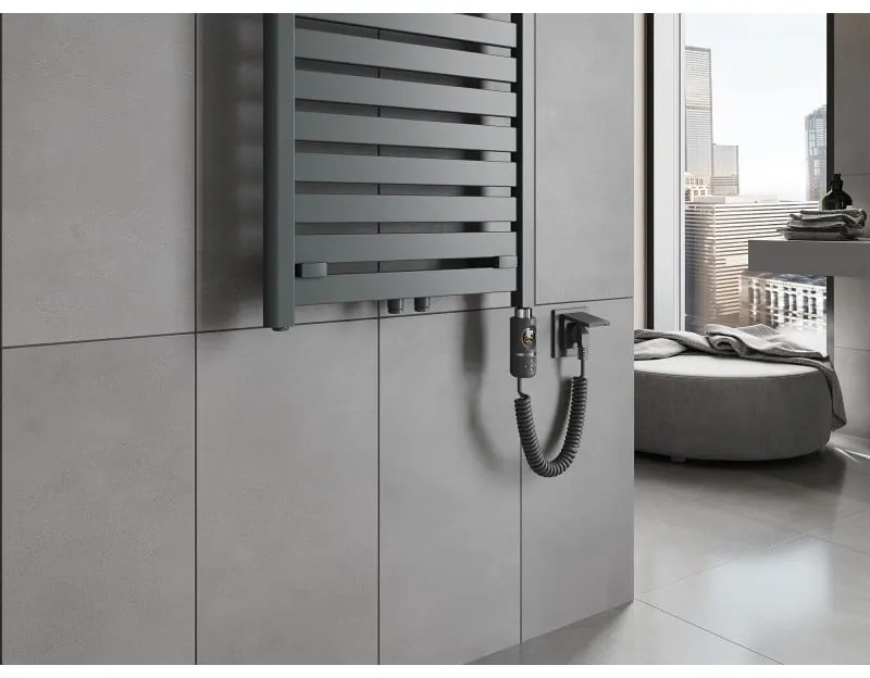 Mexen Uran, elektrické vykurovacie teleso 1200x600 mm + vykurovacia tyč 600 W, antracitová, W105-1200-600-2600-66