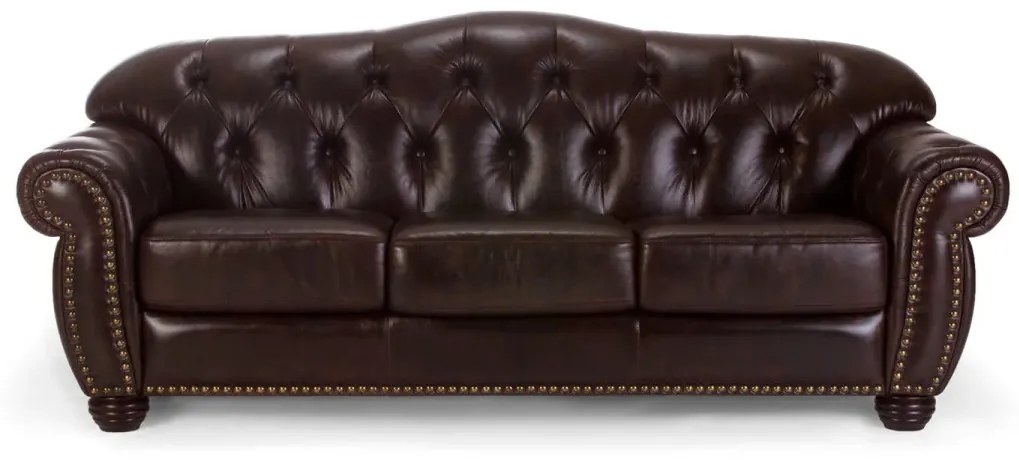 furniture-nabytek.cz - Pohovka Chesterfield Hereford 3-miestna z pravej kože, hnedá