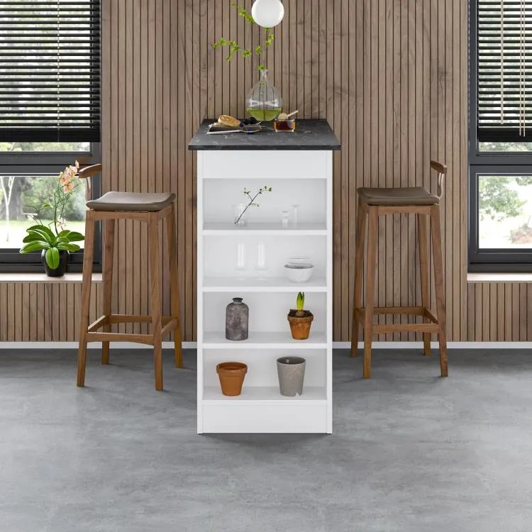 Barový stôl Houseland Swallow bendir/biely