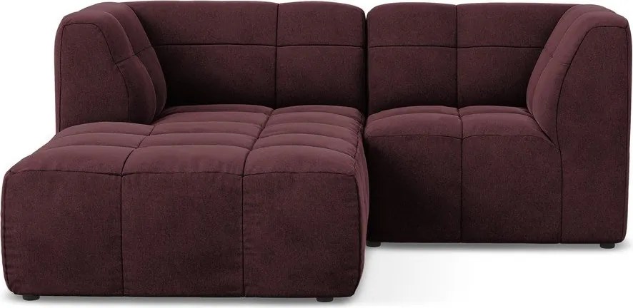 Vínovočervená zamatová rohová pohovka (ľavý roh/s leňoškou) Aloha – Makamii