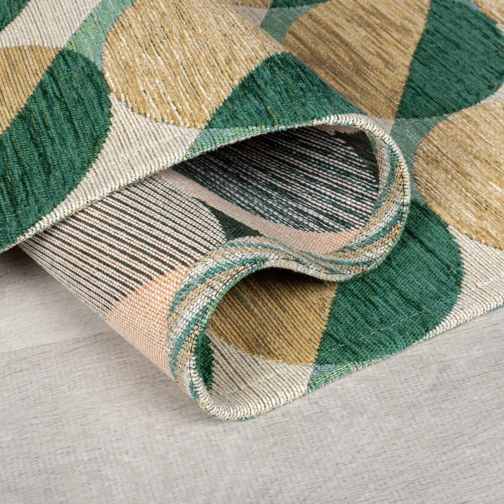 Žlto-zelený behúň 60x230 cm Carlos Circle Geo - Flair Rugs