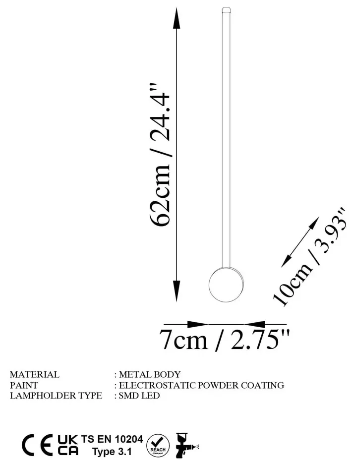 LED nástenné svietidlo v zlatej farbe ø 7 cm Sword – Opviq lights