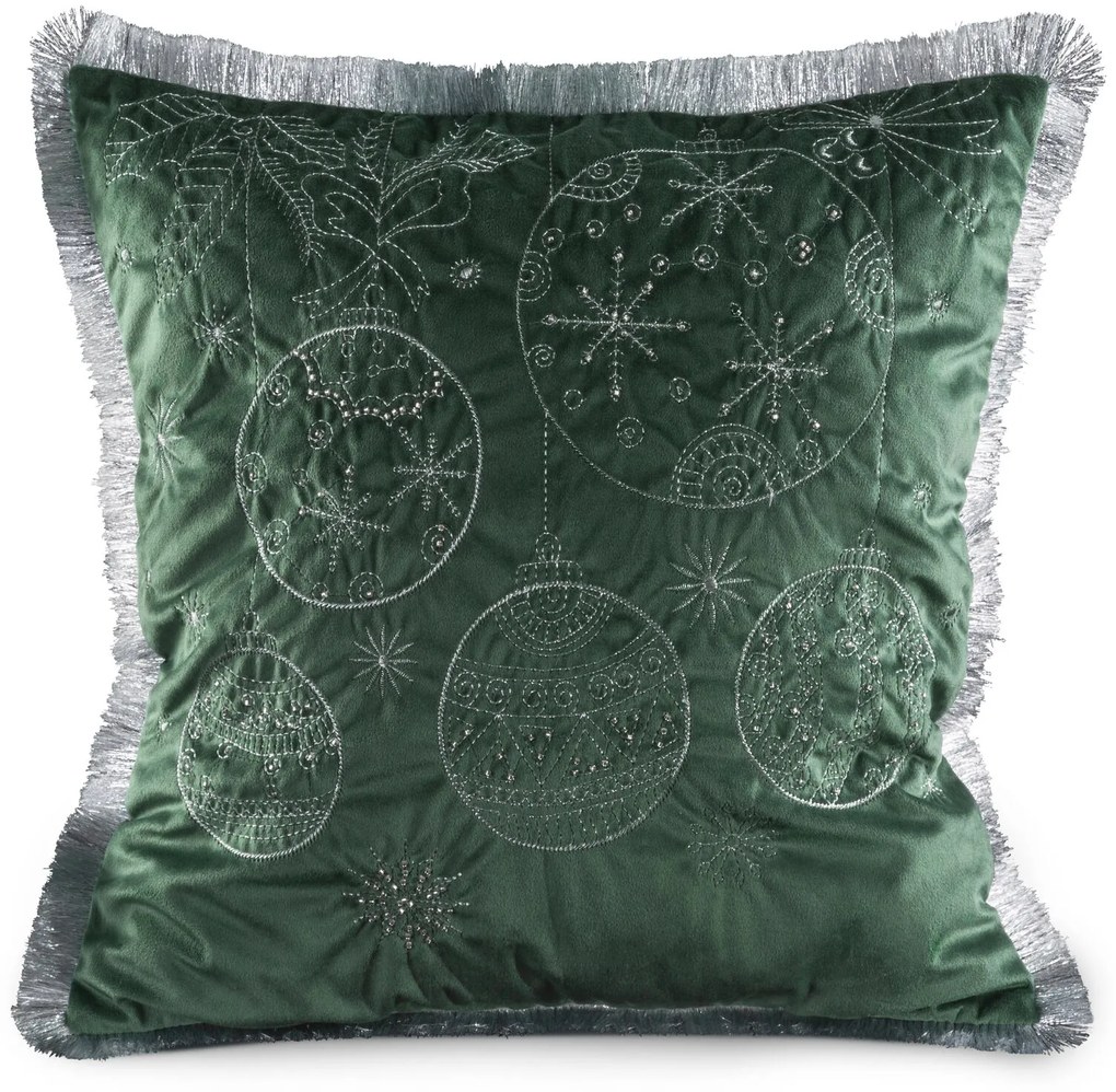VIANOČNÁ DEKORAČNÁ OBLIEČKA NA VANKÚŠ HOLLY 45X45 CM ZELENÁ