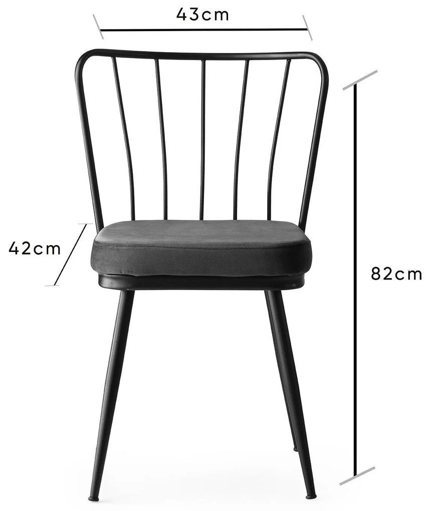 Súprava 2 ks jedálenských stoličiek Yildiz čierna/tmavosivá