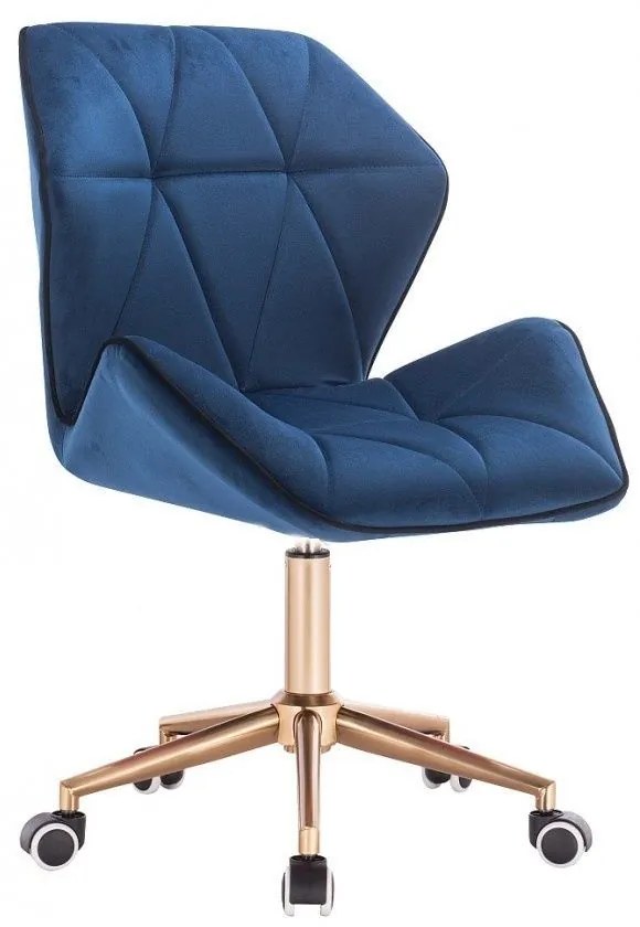 LuxuryForm DESIGN Stolička MILANO MAX VELUR na zlatej podstave s kolieskami - modrá