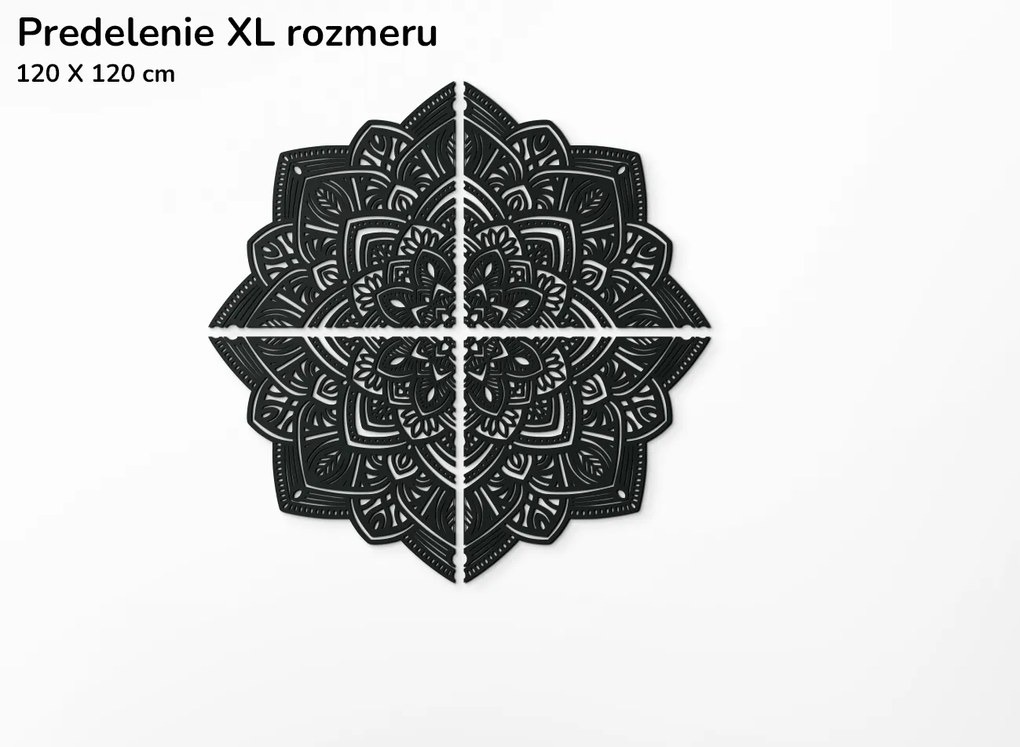 drevko Vyrezávaná drevená mandala Symetria Rozmer obrazu: 120 x 120 cm, Farba dekorácie: Čierna