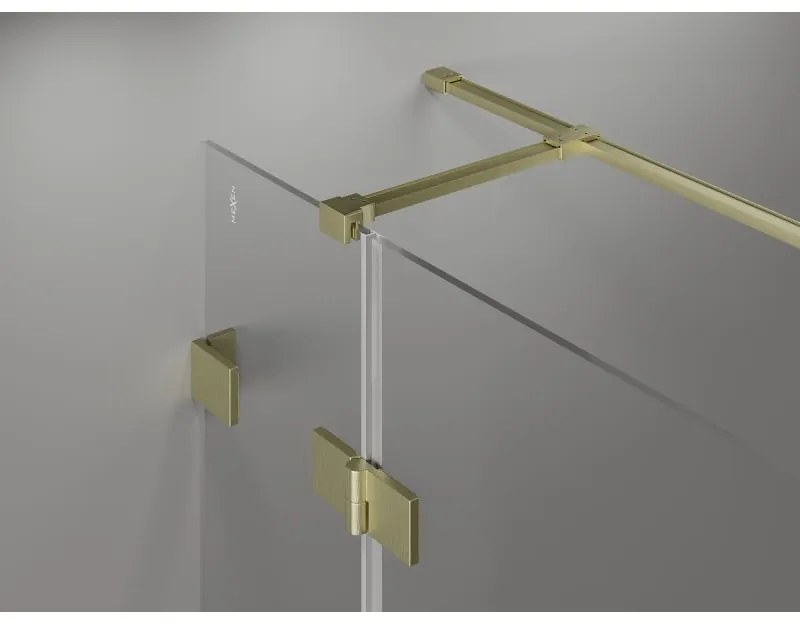 Mexen Lunar T, sklápací sprchový kút ľavý 110 x 110 cm, 8mm číre sklo, zlatý kartáčovaný - 834T-110-110-55-00-L