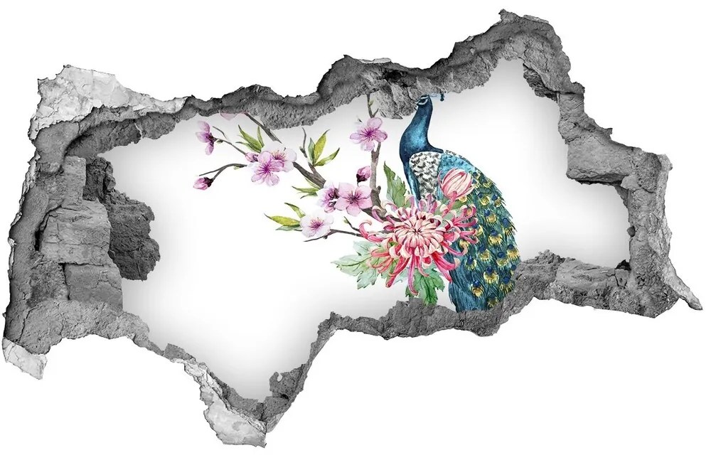 Diera 3D fototapeta na stenu Peacock a kvety nd-b-137329257