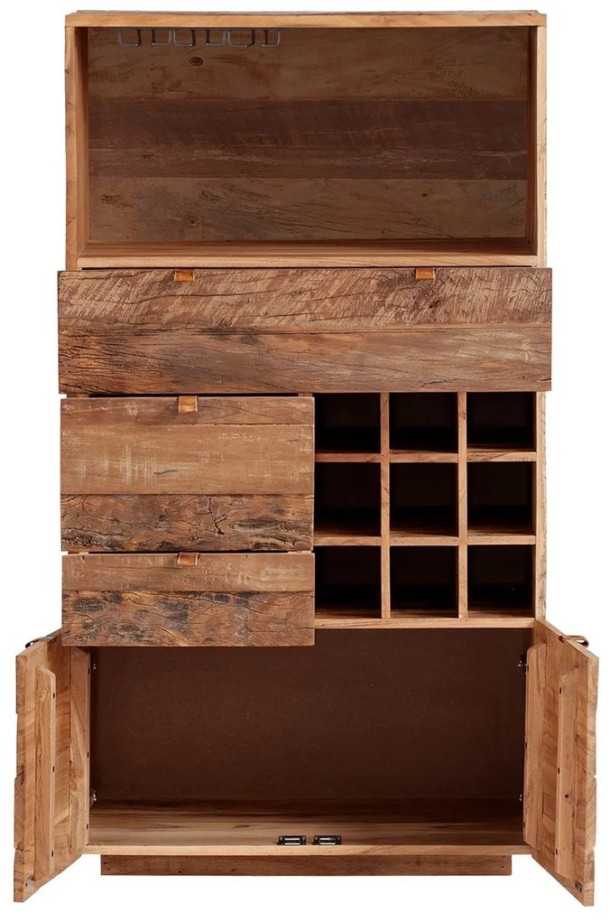 furniture-nabytek.cz - Masivní komoda Oldwood z recyklovaného tvrdého dřeva, lakovaná, přírodní barva – 80×40×145 cm