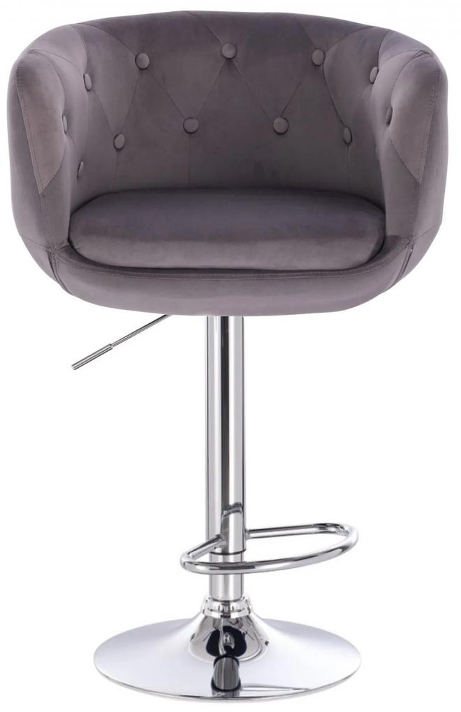 LuxuryForm Barová stolička MONTANA VELUR na striebornom tanieri - šedá