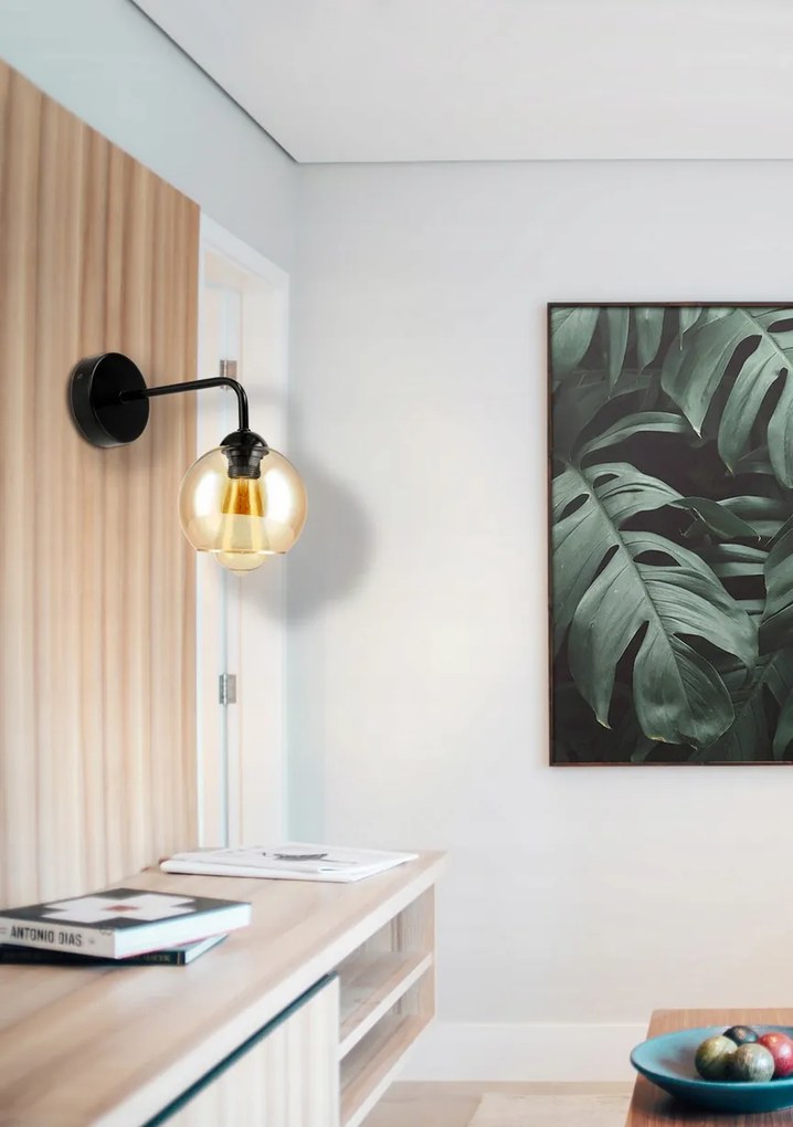 BERGE Sklenená LED nástenná lampa 1xE27 - jantárová farba